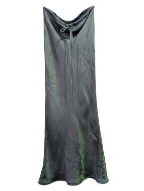 LENNI the Label Iridescent Forest Green Satin Strapless Maxi Dress